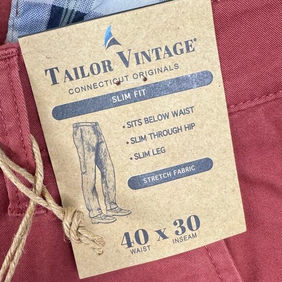 Tailor Vintage Canyon Red Stretch Slim Fit Chino Pants Size 40x30 - Picture 11 of 11